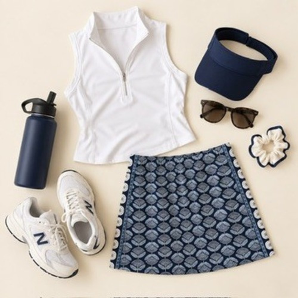 Sigrid Olsen Women's Golf & Tennis Activewear Blue White Print Skort Size Small